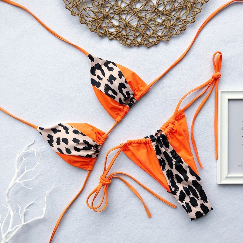 Peachtan Halter leopard bikini 2020 ladies swimwear women Sexy swimsuit Female bathing suit Summer beach wear Micro bikini set Peachtan Halter leopard bikini 2020 ladies swimwear women Sexy swimsuit Female bathing suit Summer beach wear Micro bikini set