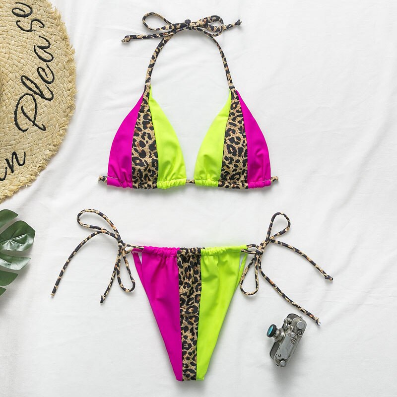 Peachtan Halter leopard bikini 2020 ladies swimwear women Sexy swimsuit Female bathing suit Summer beach wear Micro bikini set Peachtan Halter leopard bikini 2020 ladies swimwear women Sexy swimsuit Female bathing suit Summer beach wear Micro bikini set