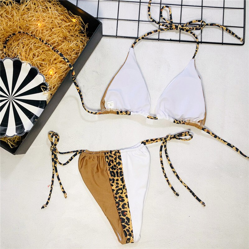 Peachtan Halter leopard bikini 2020 ladies swimwear women Sexy swimsuit Female bathing suit Summer beach wear Micro bikini set Peachtan Halter leopard bikini 2020 ladies swimwear women Sexy swimsuit Female bathing suit Summer beach wear Micro bikini set