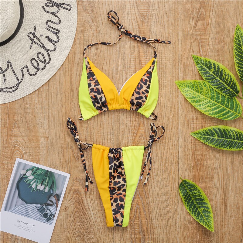 Peachtan Halter leopard bikini 2020 ladies swimwear women Sexy swimsuit Female bathing suit Summer beach wear Micro bikini set Peachtan Halter leopard bikini 2020 ladies swimwear women Sexy swimsuit Female bathing suit Summer beach wear Micro bikini set