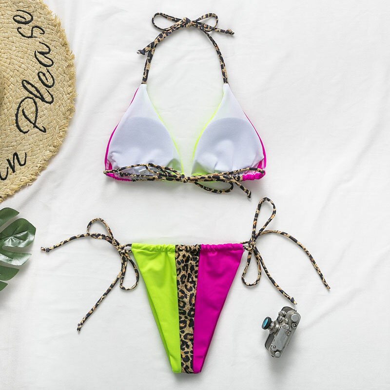Peachtan Halter leopard bikini 2020 ladies swimwear women Sexy swimsuit Female bathing suit Summer beach wear Micro bikini set Peachtan Halter leopard bikini 2020 ladies swimwear women Sexy swimsuit Female bathing suit Summer beach wear Micro bikini set