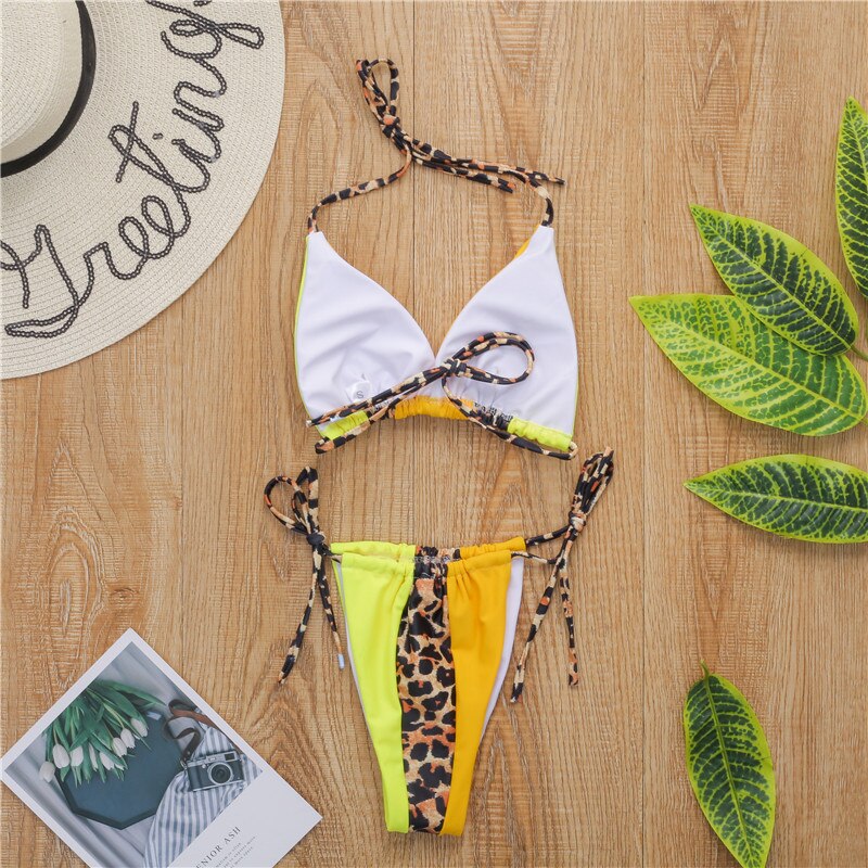 Peachtan Halter leopard bikini 2020 ladies swimwear women Sexy swimsuit Female bathing suit Summer beach wear Micro bikini set Peachtan Halter leopard bikini 2020 ladies swimwear women Sexy swimsuit Female bathing suit Summer beach wear Micro bikini set